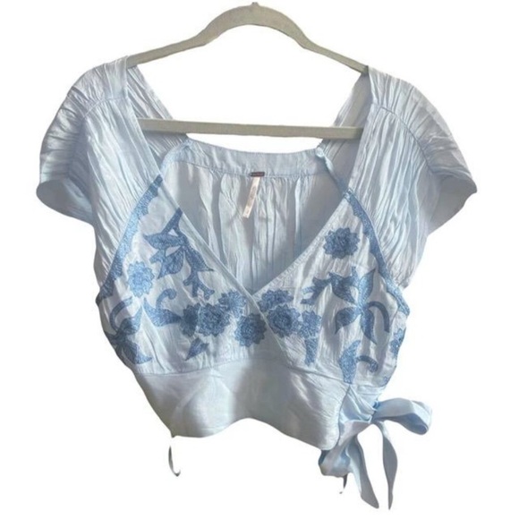 Free People Sahara Crop Top Blue Floral - Picture 4 of 8